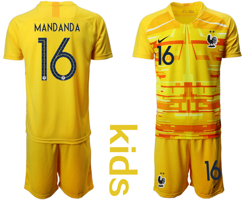 2021 European Cup France yellow Youth goalkeeper #16 soccer jerseys->youth soccer jersey->Youth Jersey